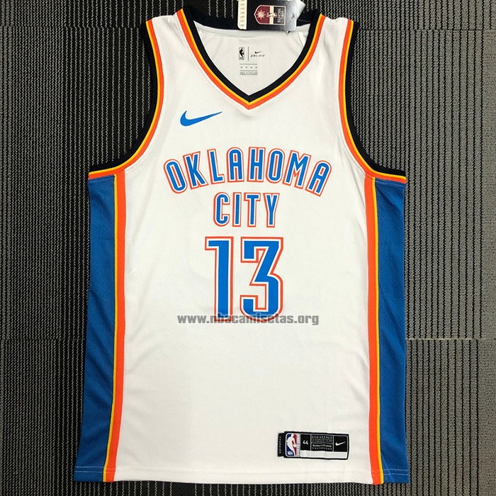 Camiseta Oklahoma City Thunder Paul George NO 13 Association Blanco